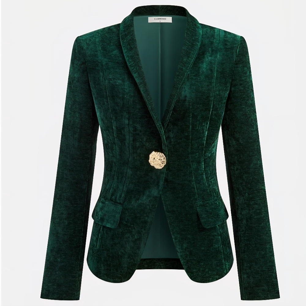 Commense Elegant Green Velvet Blazer Size LARGE